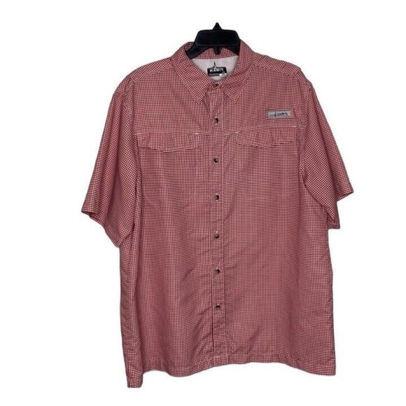 Habitat Red White Gingham Vented Sweat Wicking Button Front Shirt Size large - Picture 1 of 6